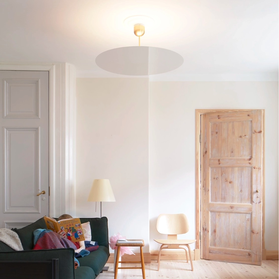Lampe Plafonnier En Laiton Et Verre – Style Vintage, Refabriquée
