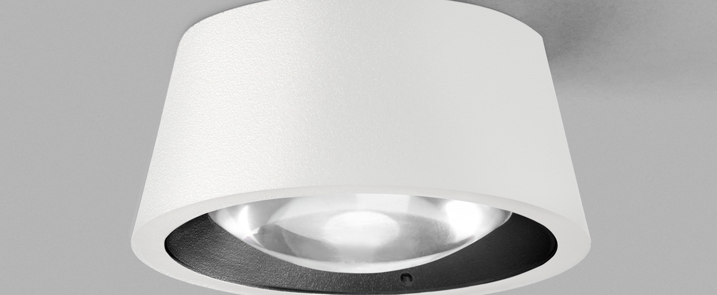 banner-image Plafonnier optic out blanc noir ip54 led 2700k 502lm o10cm h4 5cm light point normal