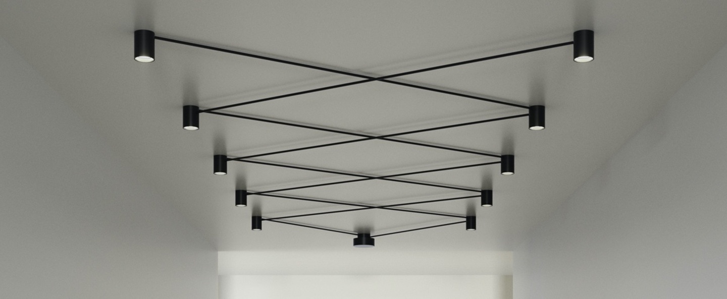 Plafonnier pivot 10 personnalisable noir led 2700k 6880lm l100cm h9 8cm axo light normal