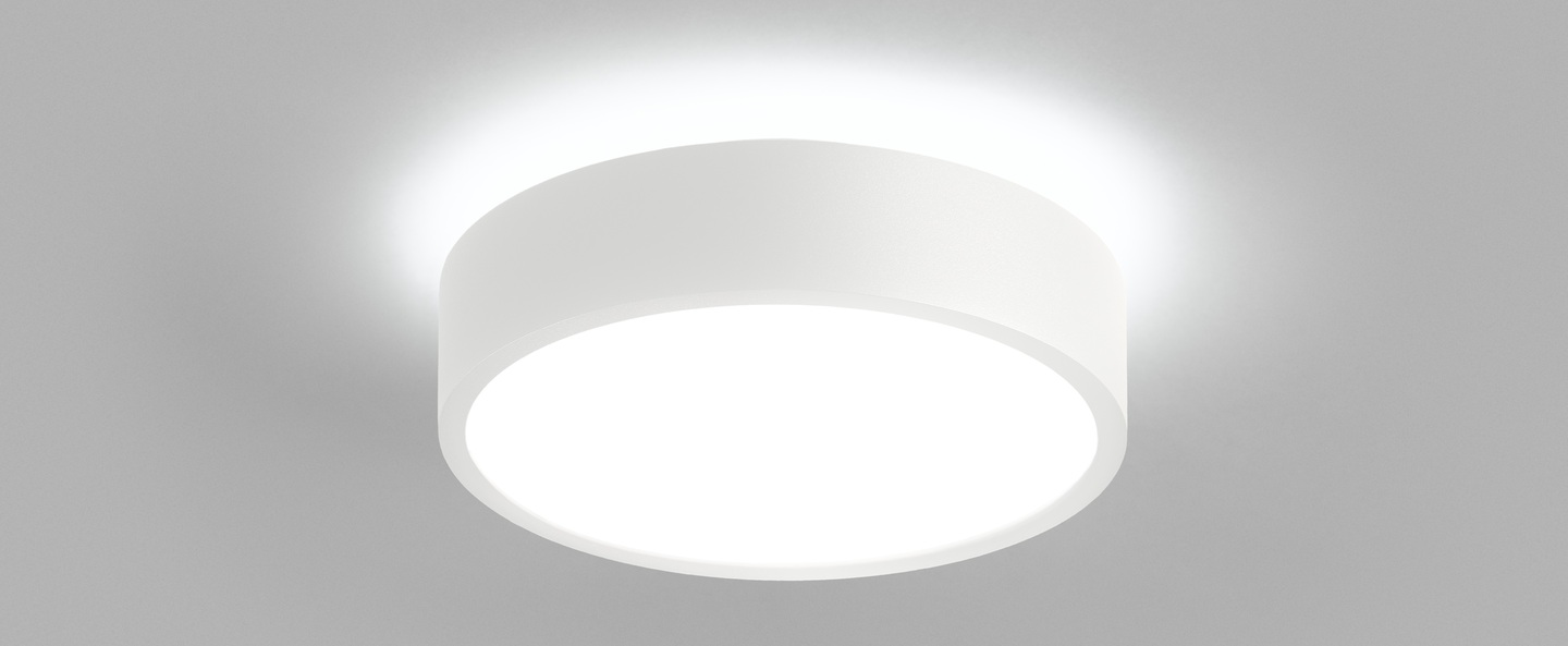 Plafonnier shadow 1 blanc ip54 led 3000k 1100lm o15cm h5cm light point normal