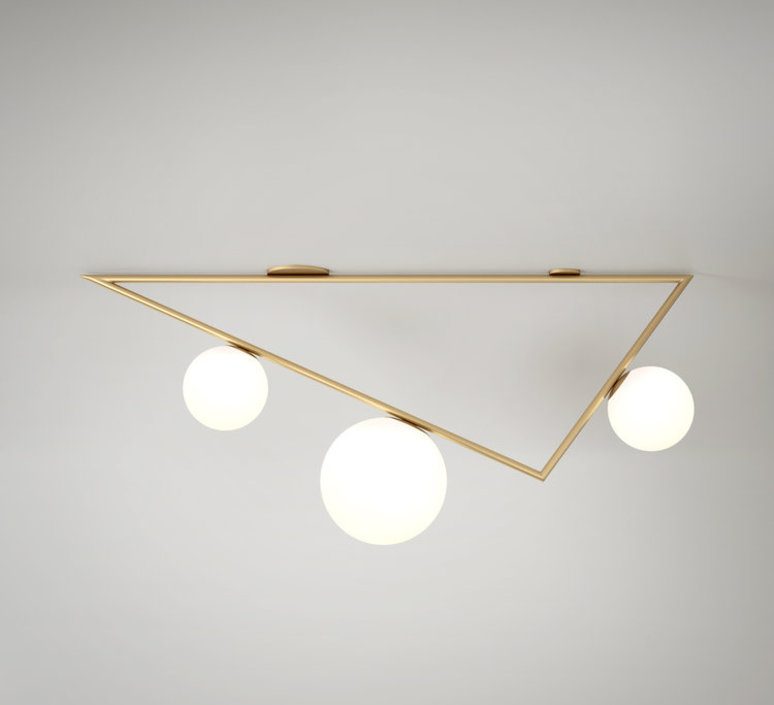 Triangle 2 1 1m  gwendolyn et guillane kerschbaumer plafonnier ceilling light  atelier areti triangle 100 02 1 brass  design signed 44042 product