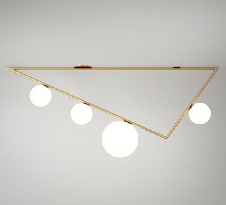 Triangle 3 1 1 5m  gwendolyn et guillane kerschbaumer plafonnier ceilling light  atelier areti triangle 150 03 1 brass  design signed 44052 product