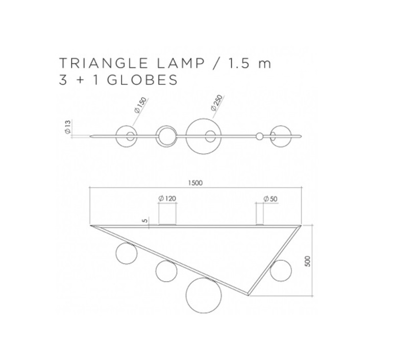 Triangle 3 1 1 5m  gwendolyn et guillane kerschbaumer plafonnier ceilling light  atelier areti triangle 150 03 1 brass  design signed 44054 product