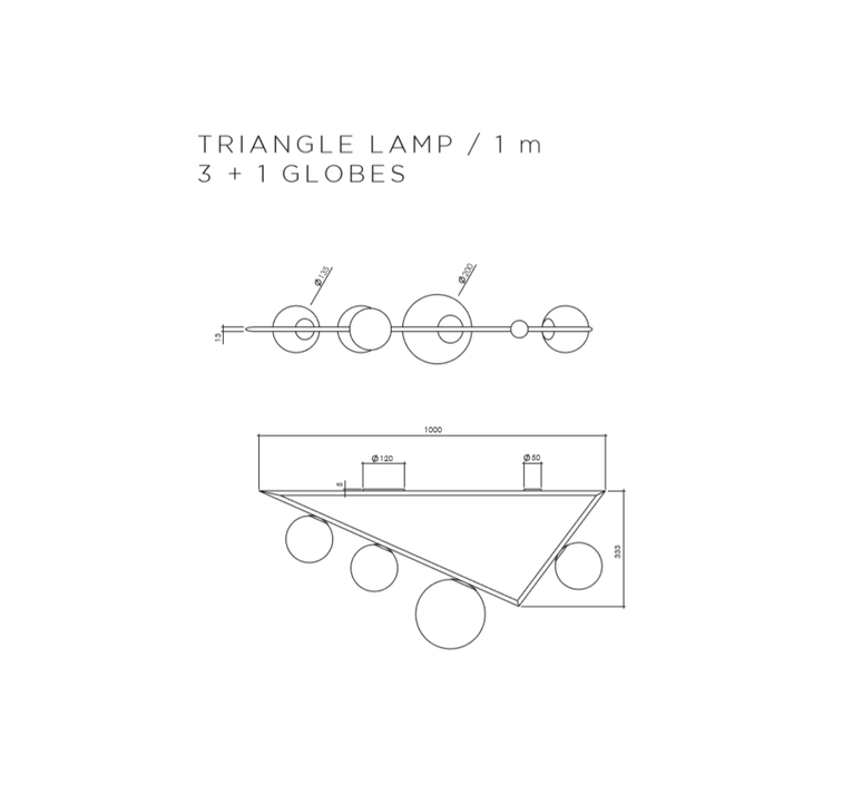 Triangle 3 1 1m  gwendolyn et guillane kerschbaumer plafonnier ceilling light  atelier areti triangle 100 03 1 brass  design signed 44056 product