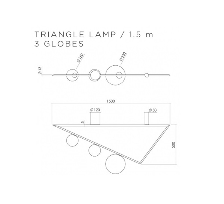 Triangle 3 1 5m  gwendolyn et guillane kerschbaumer plafonnier ceilling light  atelier areti triangle 150 03 brass  design signed 44047 product