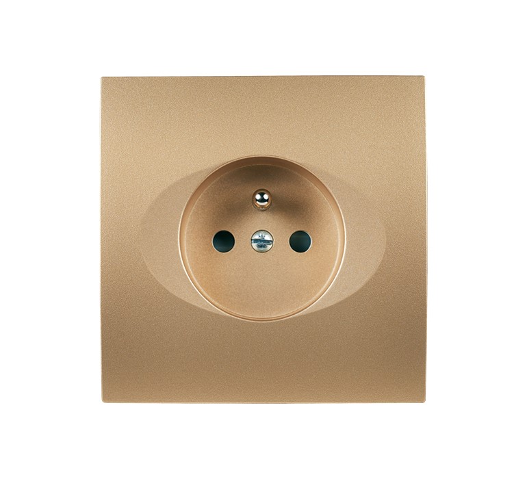 Steckdose, Karo, Einfach, Satin vergoldet, Steckdose-2P+T x1, B8cm ...