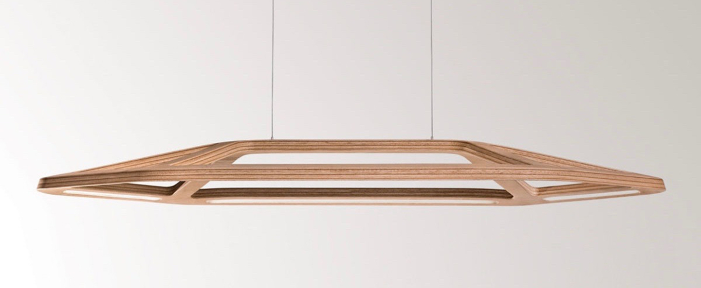 banner-image Suspension aki s bois okoume led 3000k 3450lm l120cm h10cm leucos normal