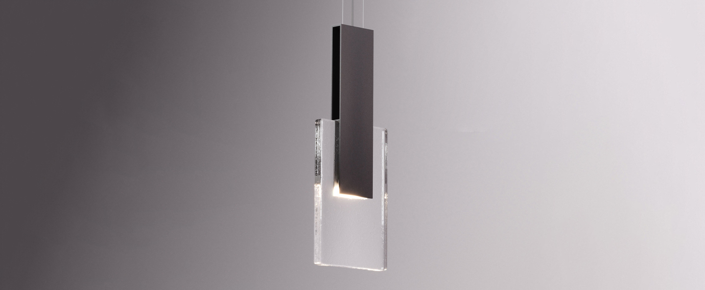 Suspension amulette noir anthracite et transparent led dim 3000k 500 lm l17cm h44cm fabbian normal