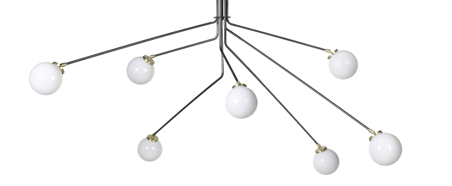 Suspension array opal noir et nickel l160cm h85cm cto lighting normal