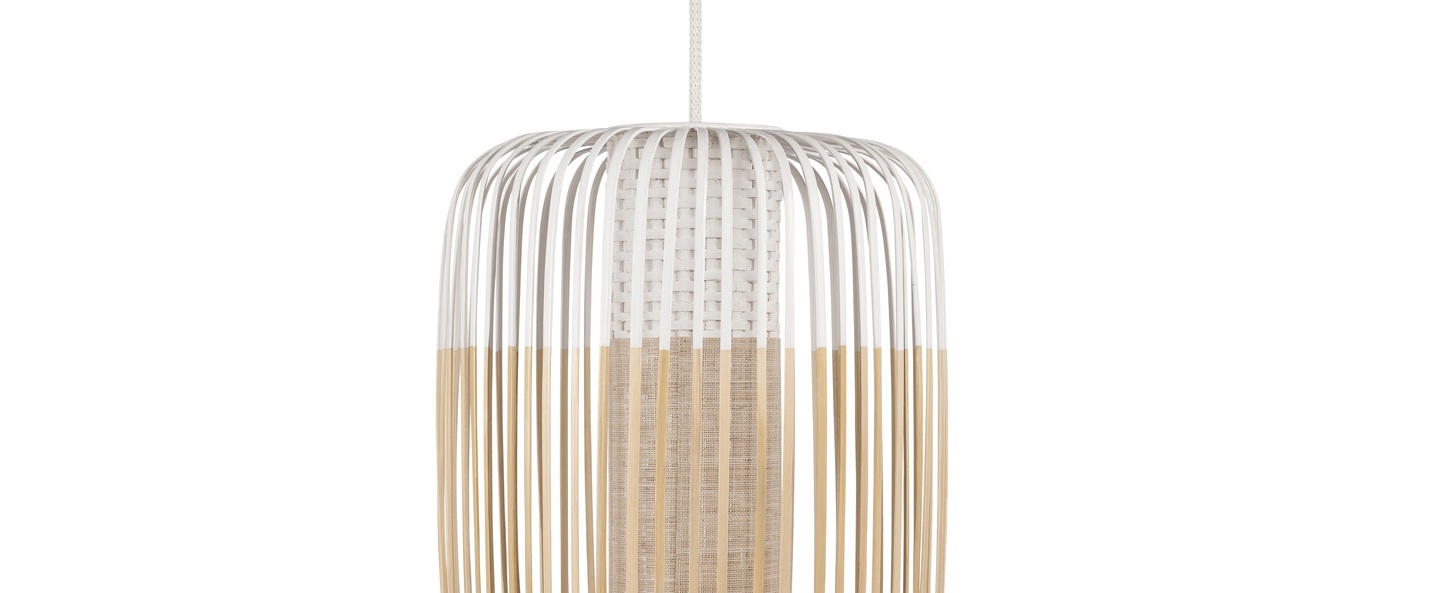 Suspension bamboo light l blanc o35cm h50cm forestier normal