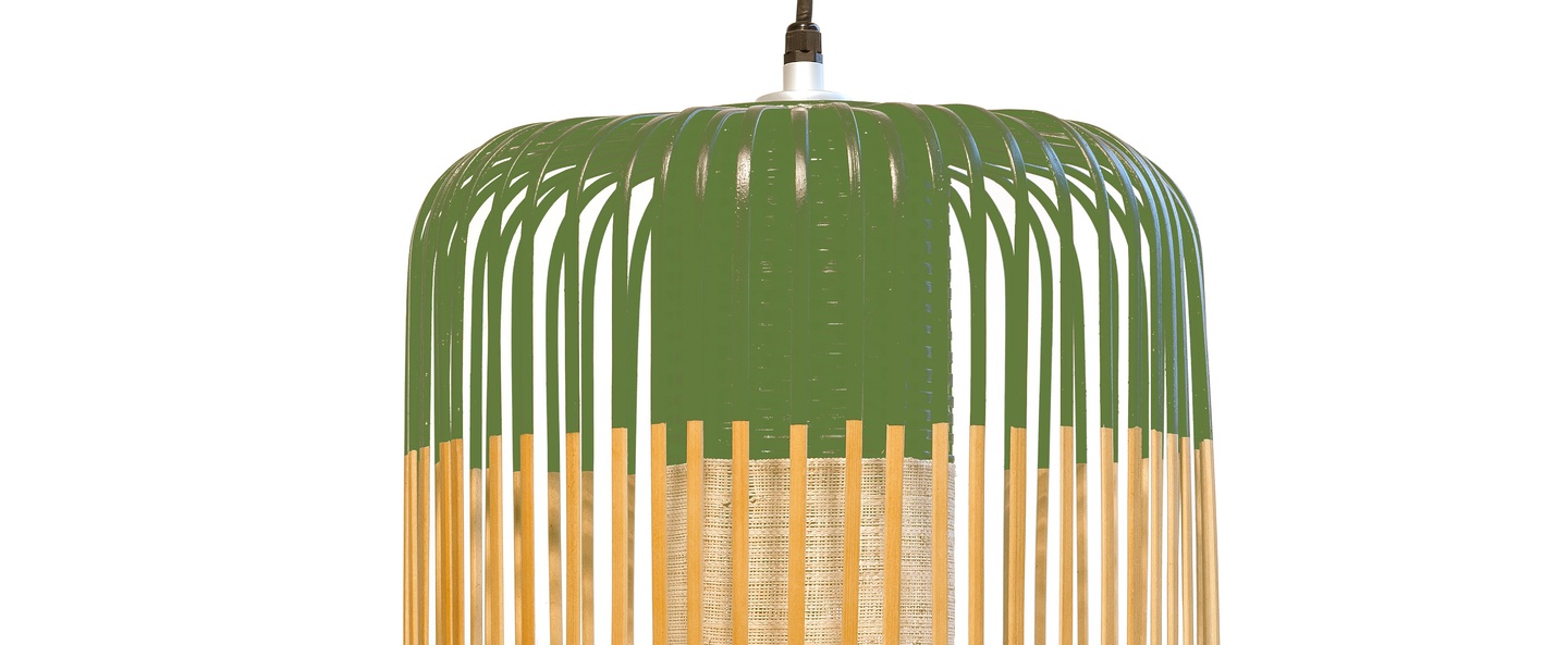 Suspension bamboo light l green bambou vert h50cm forestier normal