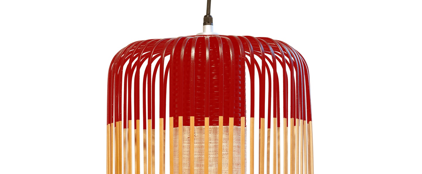 Suspension bamboo light l red bambou rouge h50cm forestier normal