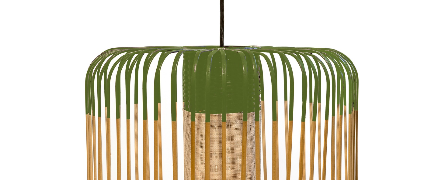 Suspension bamboo light m green bambou vert o45cm forestier normal