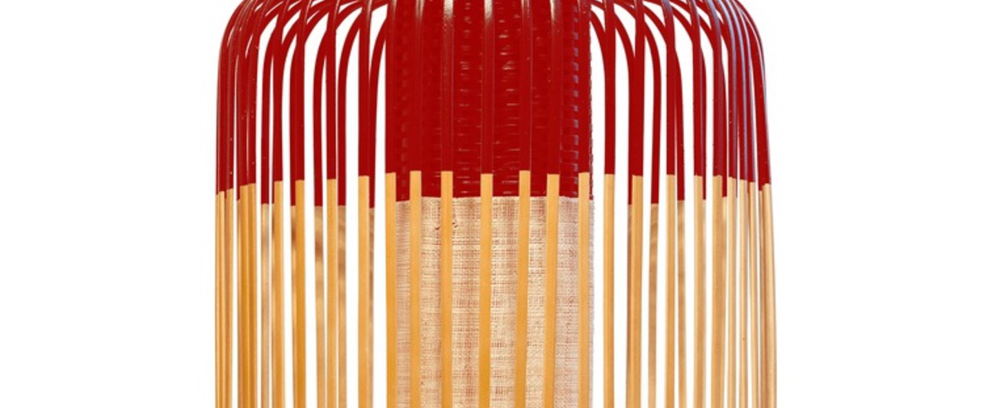 Suspension bamboo light outdoor l rouge o35cm h50cm forestier normal