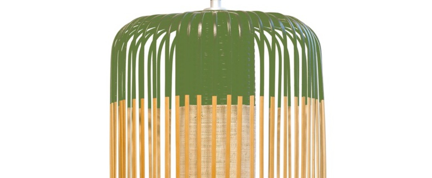 Suspension bamboo light outdoor l vert o35cm h50cm forestier normal