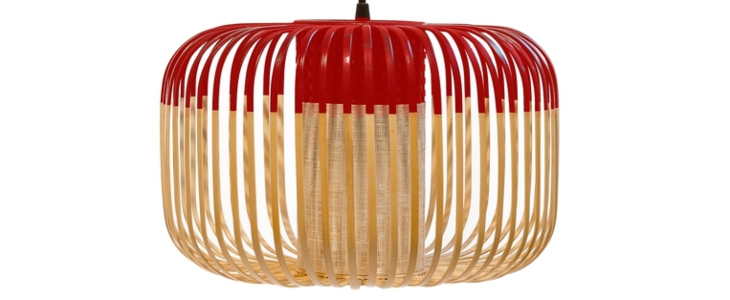 Suspension bamboo light outdoor s rouge o35cm h23cm forestier normal