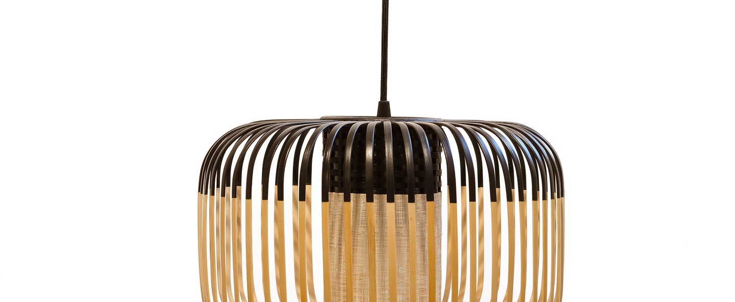 Suspension bamboo light s black bambou noir h23cm forestier normal