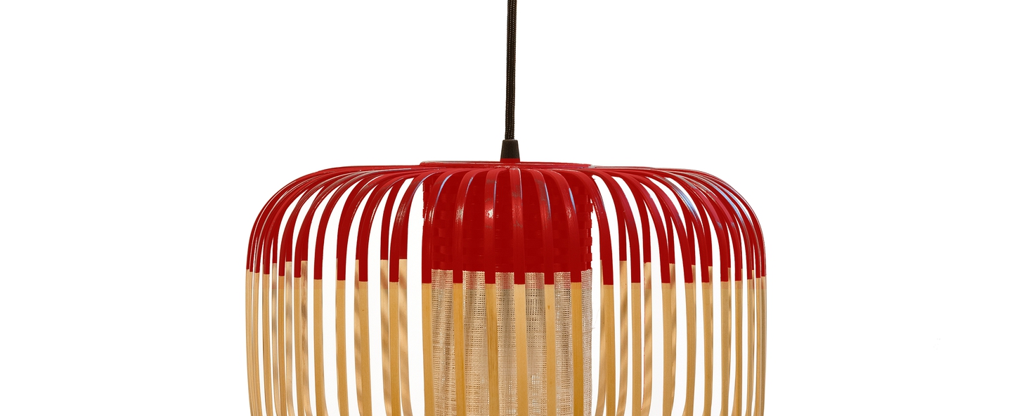 Suspension bamboo light s red bambou rouge o35cm forestier normal