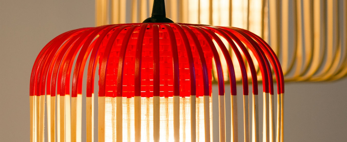 Suspension bamboo light xs red bambou rouge o27cm forestier normal