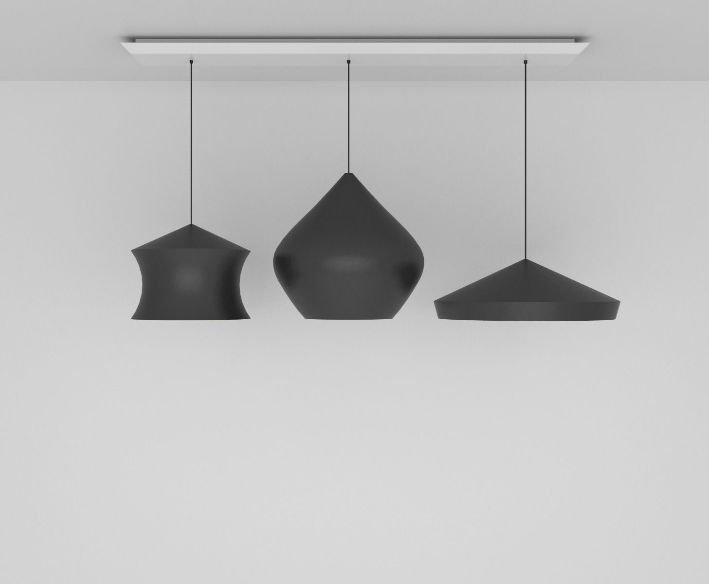 pendant light beat black trio linear pendant system black gold led l170cm h86cm tom dixon