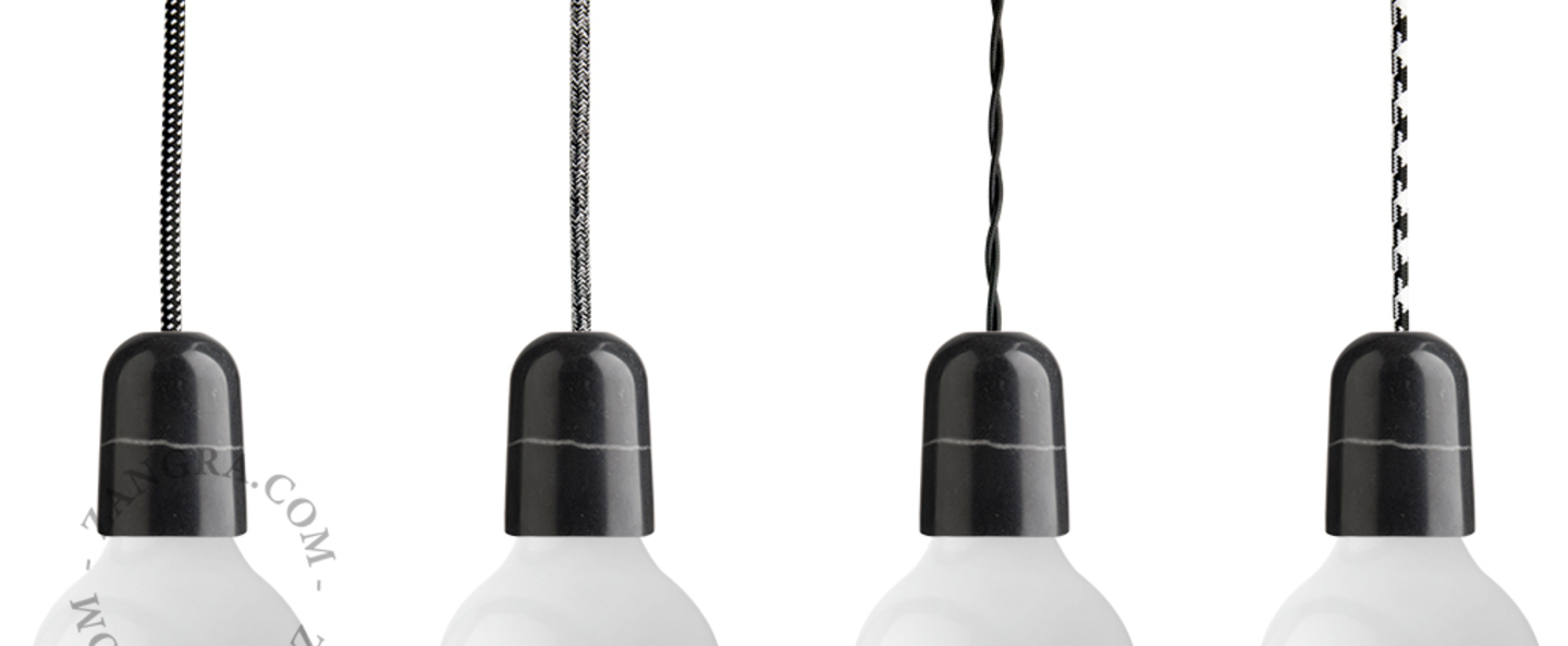 banner-image Suspension cable textile noir or douille e27 rosace et douille en marbre noire zangra normal