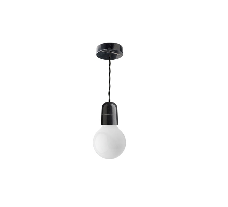 Pendant Light Black Fabric Cable E27 Socket Canopy And Socket Black Marble Zangra