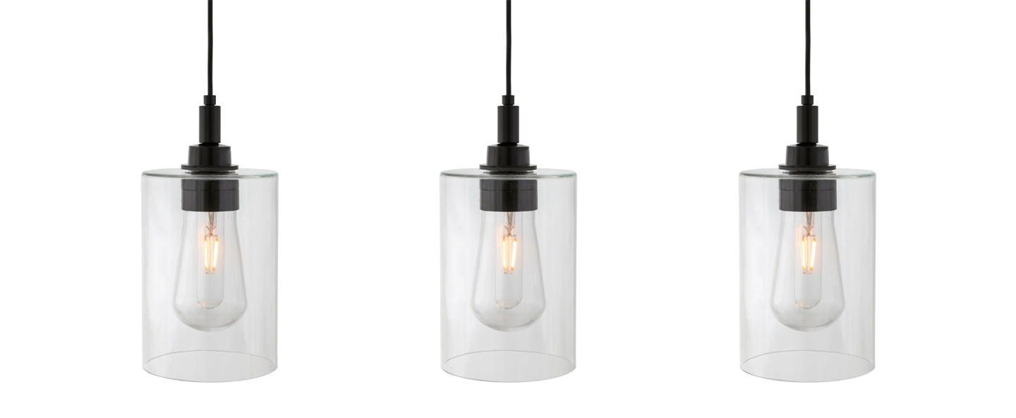 Suspension calder noir et transparent ip65 o14cm h26cm mullan lighting normal