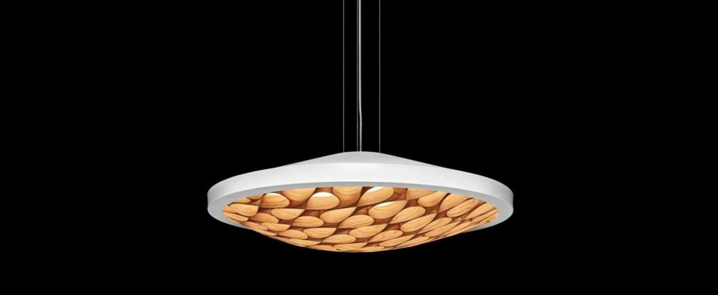 banner-image Suspension cervantes led dimmable bois cerisier blanc o70cm lzf normal