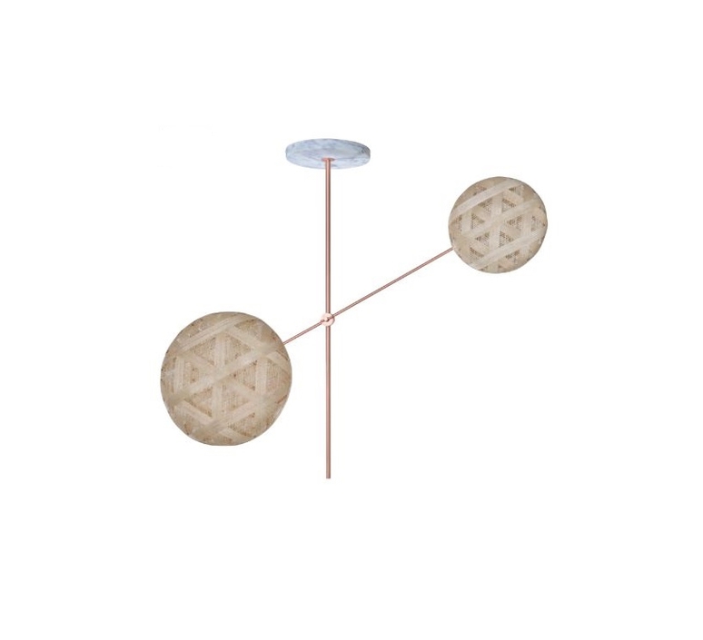 Chanpen copper 2 lights anon pairot suspension pendant light  forestier 20212  design signed 30739 product