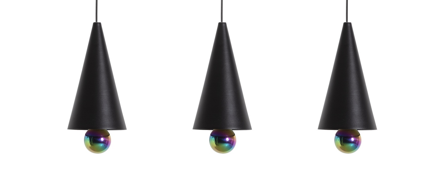 Suspension cherry 3 pendants noir led dim 3000k 3 1040 lm l90cm h5cm petite friture normal