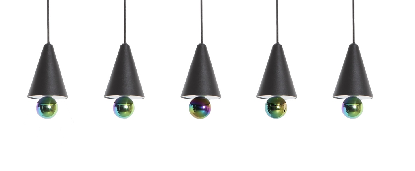 Suspension cherry 5 pendants noir led dim 3000k 5 1040 lm l90cm h5cm petite friture normal