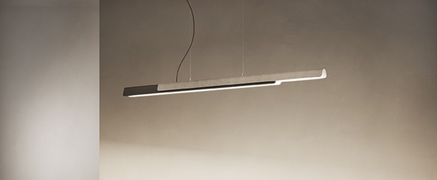 Suspension dala linear gris fonce beton led dim 2700k 5150 lm l150cm h6 5cm kdln normal