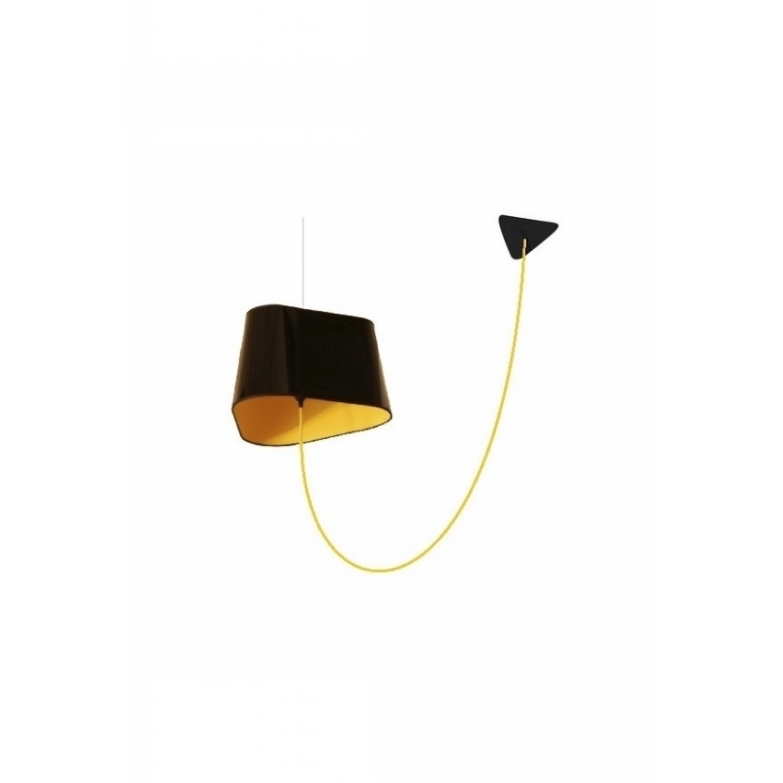 Suspension déportée, Grand Nuage, noir, jaune, fil jaune, H200cm