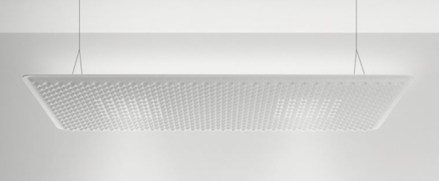banner-image Suspension eggboard blanc acoustique led direct indirect 3000k 6656lm dimmable dali l160cm h5 6cm artemide normal
