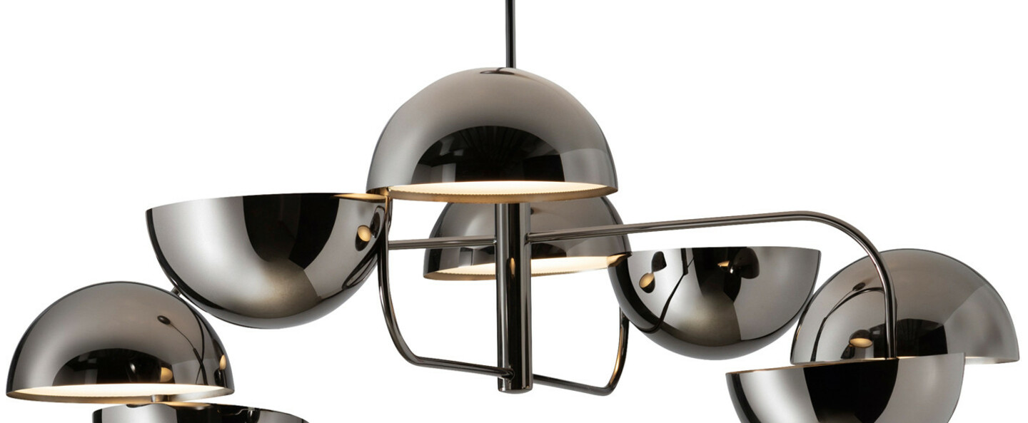 Suspension elisabeth chrome noir led dim 0 10v 3000k 8 x 827 lm o110cm h30cm penta normal