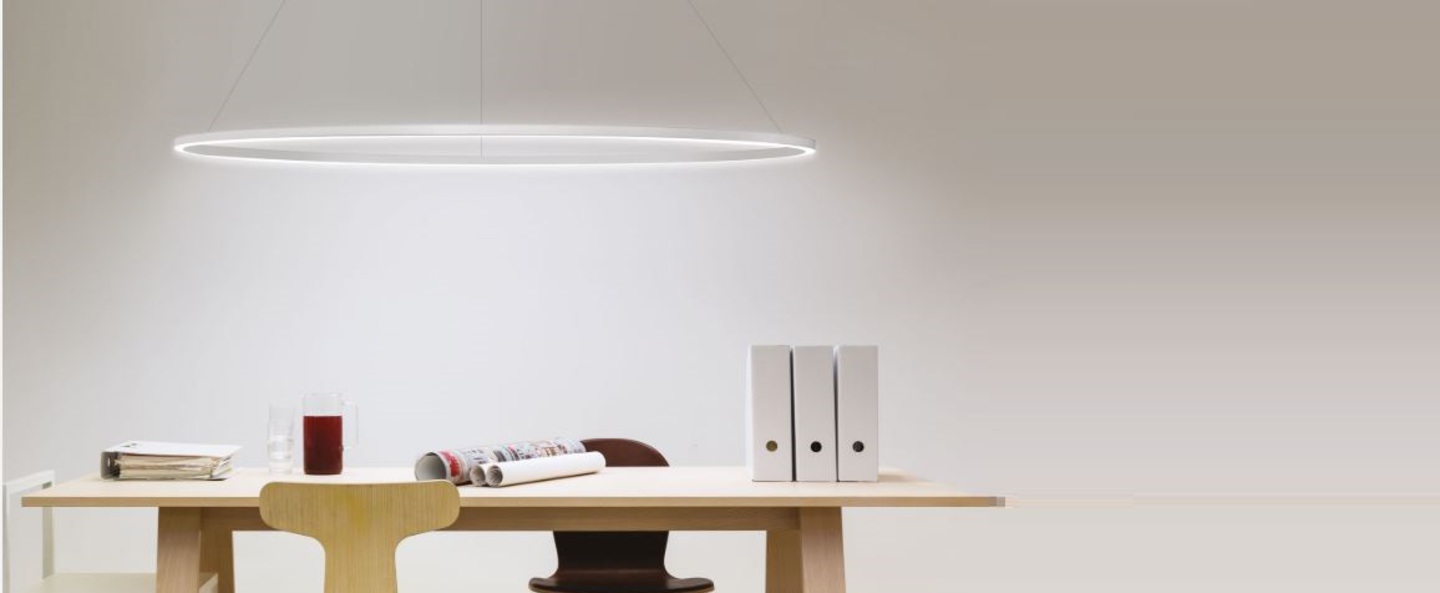 Suspension ellisse major blanc led uplight 2700k 7800lm l135cm p70cm nemo lighting normal