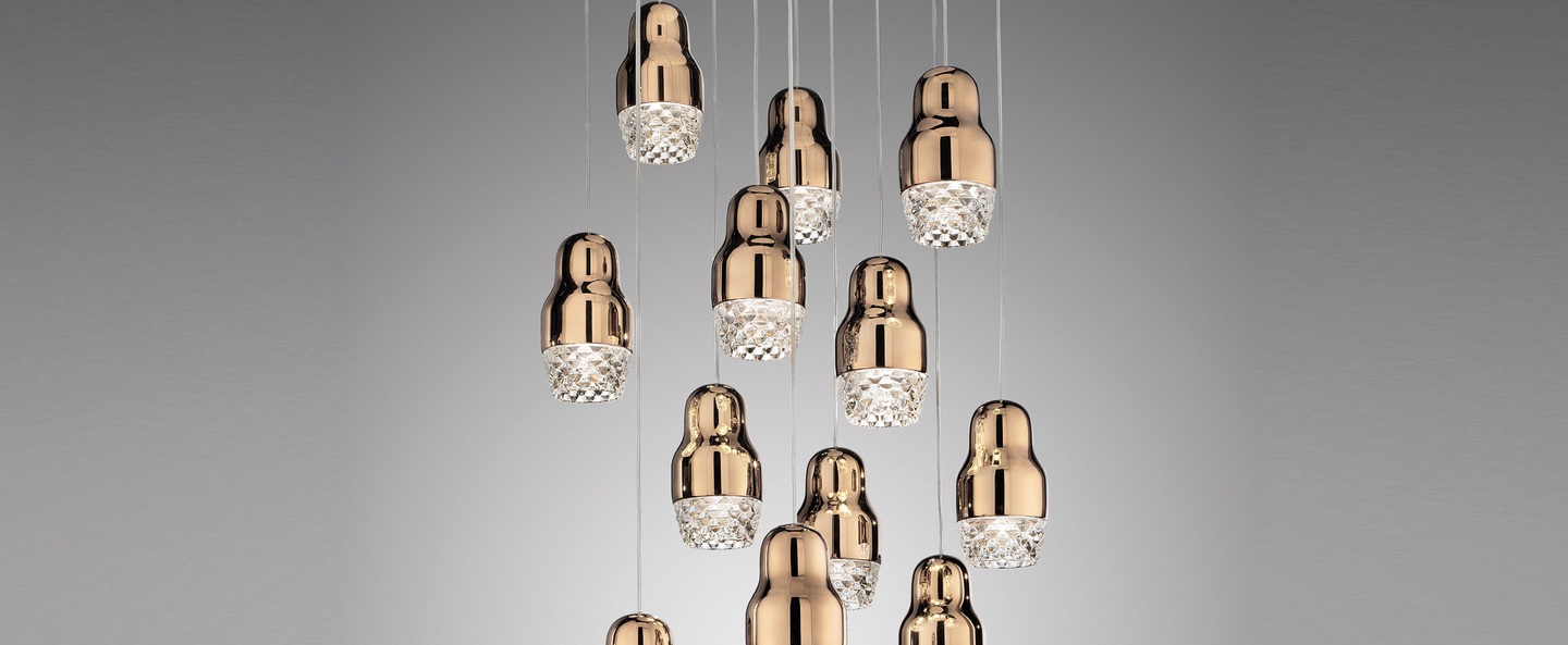 banner-image Suspension fedora 12 or rose verre led o42cm axo light normal