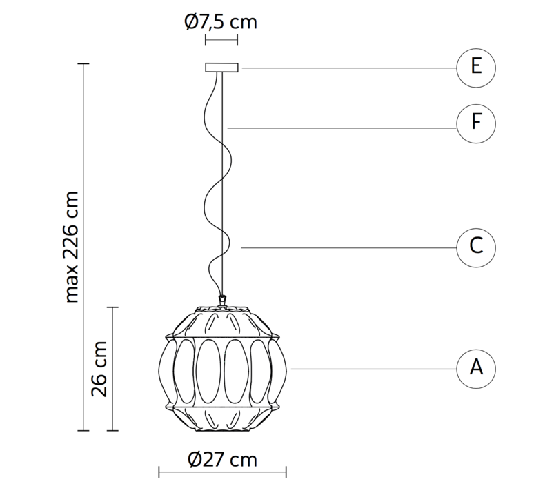 Ginger sphere edmondo testaguzza suspension pendant light  karman ginger se116 2a int  design signed 37743 product