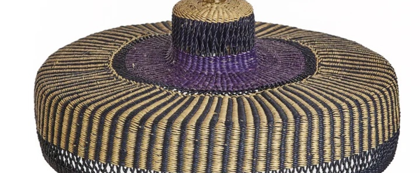 Suspension hatter stripe naturel bleu fonce violet o45cm h14cm golden editions normal