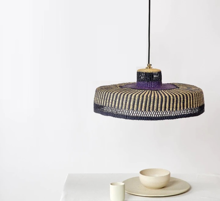 Hatter stripe sara efia reddin suspension pendant light  golden editions hatter stripe natural blue  design signed nedgis 176501 product