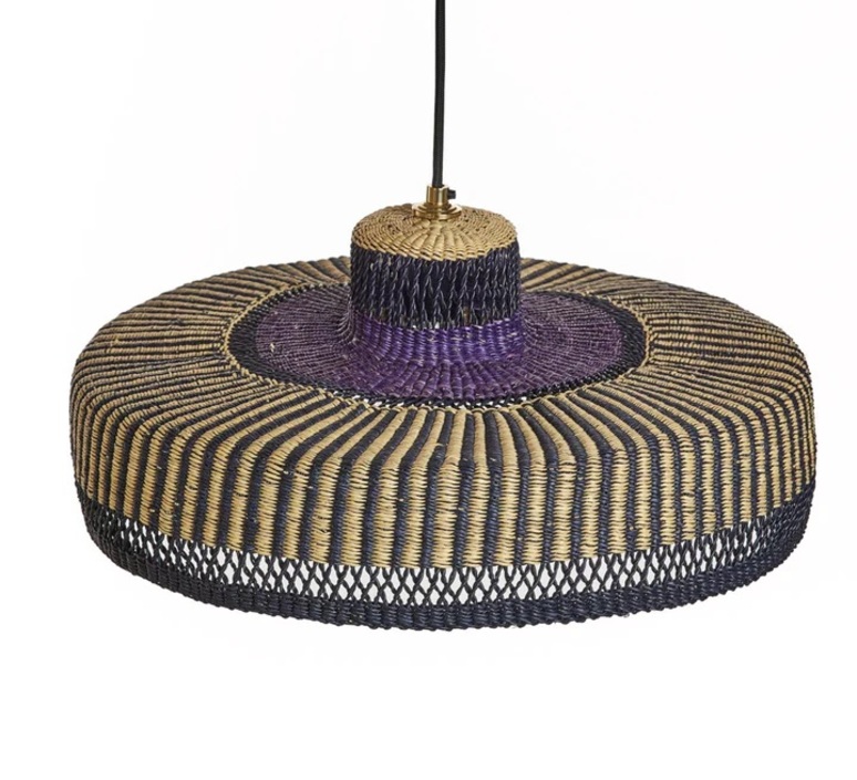 Hatter stripe sara efia reddin suspension pendant light  golden editions hatter stripe natural blue  design signed nedgis 176502 product