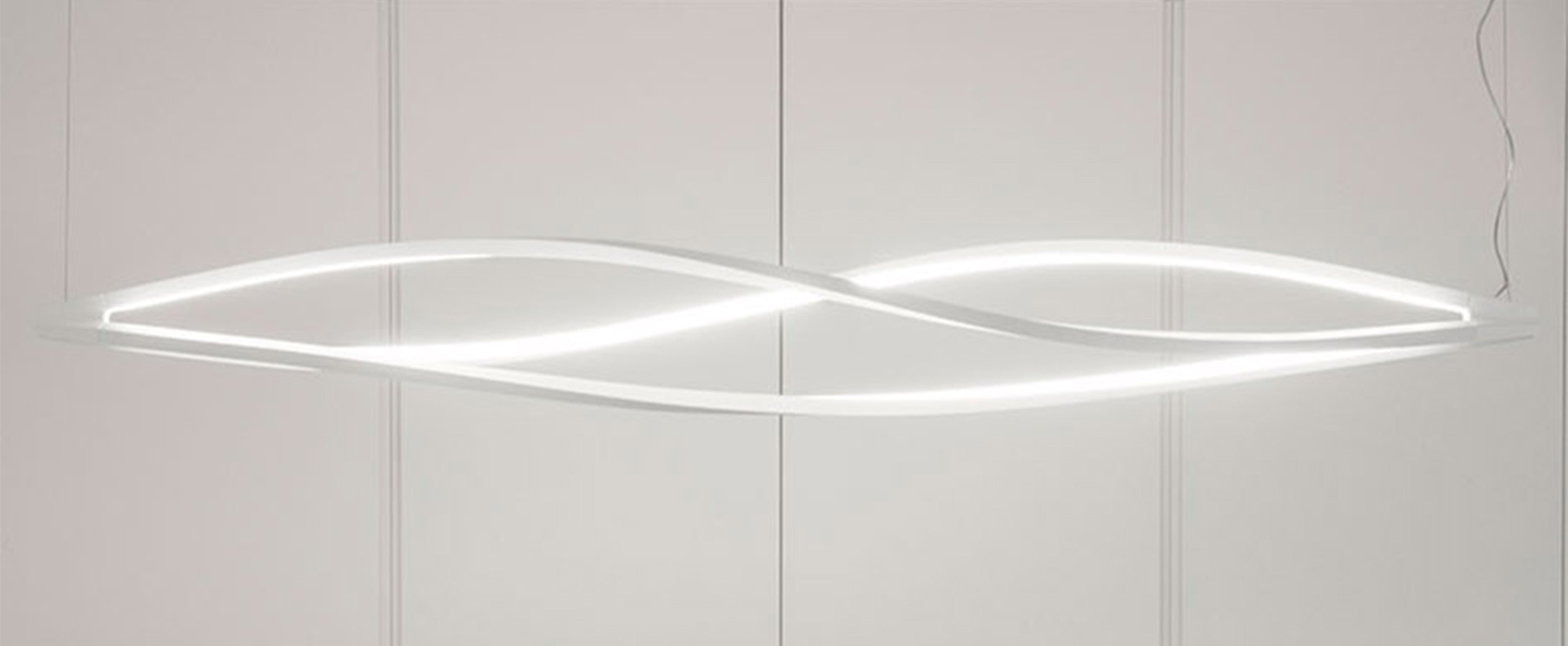 Suspension in the wind horizontal blanc led 3000k 2850lm l183cm h19cm nemo lighting normal