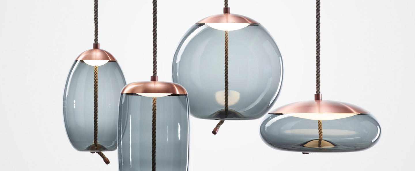 banner-image Suspension knot disco verre fume gris cuivre led 1660lm 2700k o50cm h24 5cm brokis normal