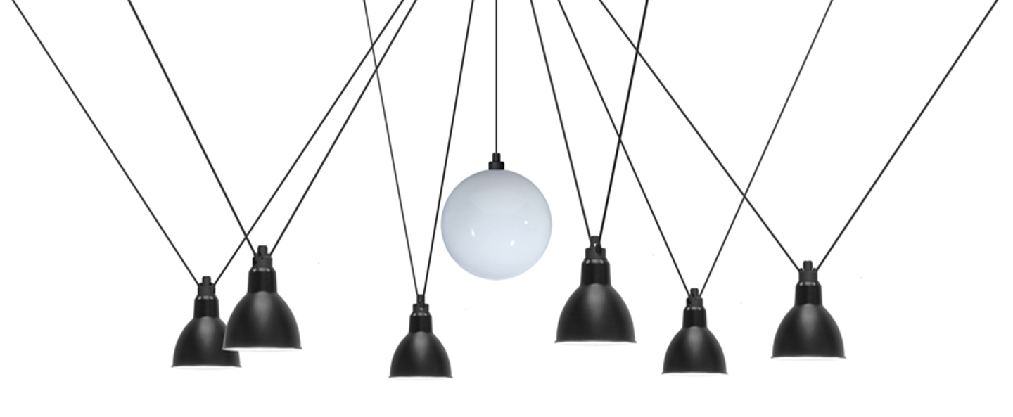 Suspension les acrobates de gras n 327 opalin et noir interieur blanc o25 17cm h25 17cm dcw editions paris normal