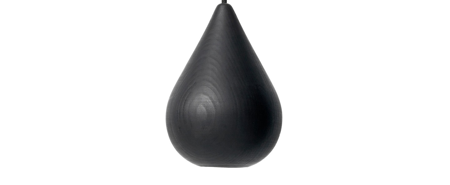 Suspension liuku drop bois tilleul noir o14cm h19 5cm mater normal