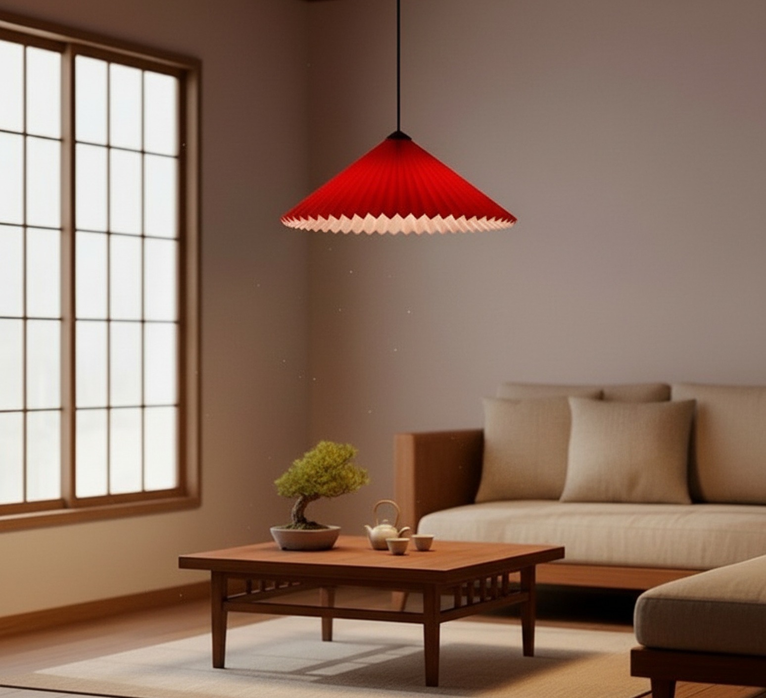 HAY 照明　matin 380 Hanging lamp, Matin 380, bright red, Ø38cm, H14cm - HAY - Nedgis