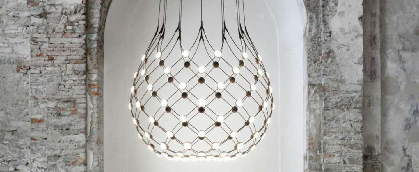 Suspension mesh d86n noir led dim phase cut 2700k 3252lm o100cm h90cm 2m luceplan normal