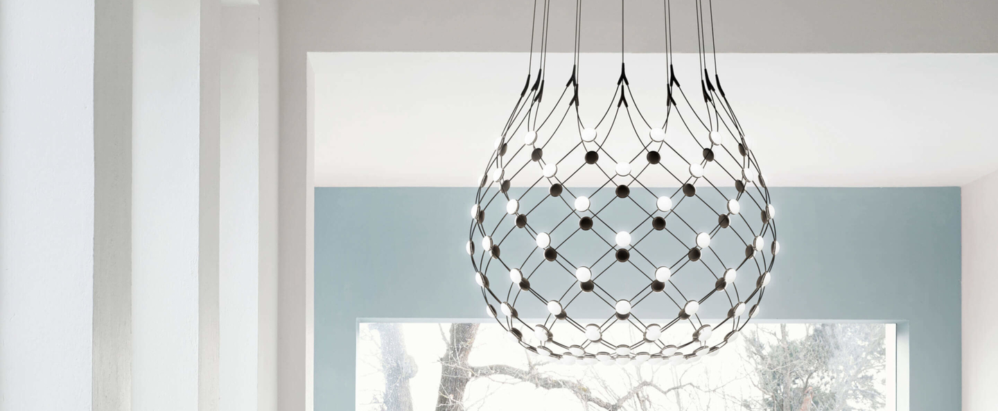 banner-image Suspension mesh d86npi noir led 2700k 3252lm o80cm h160cm 1m telecommande kit luceplan normal