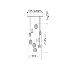 Metamorphosis x9 rony plesl suspension pendant light  bomma 95181 10 bld trf 620 9 w 3xlarge clear 1xlarge amber 1xlarge cigar 1xsmall clear 1xsmall amber 2xsmall cigar  design signed nedgis 134011 thumb