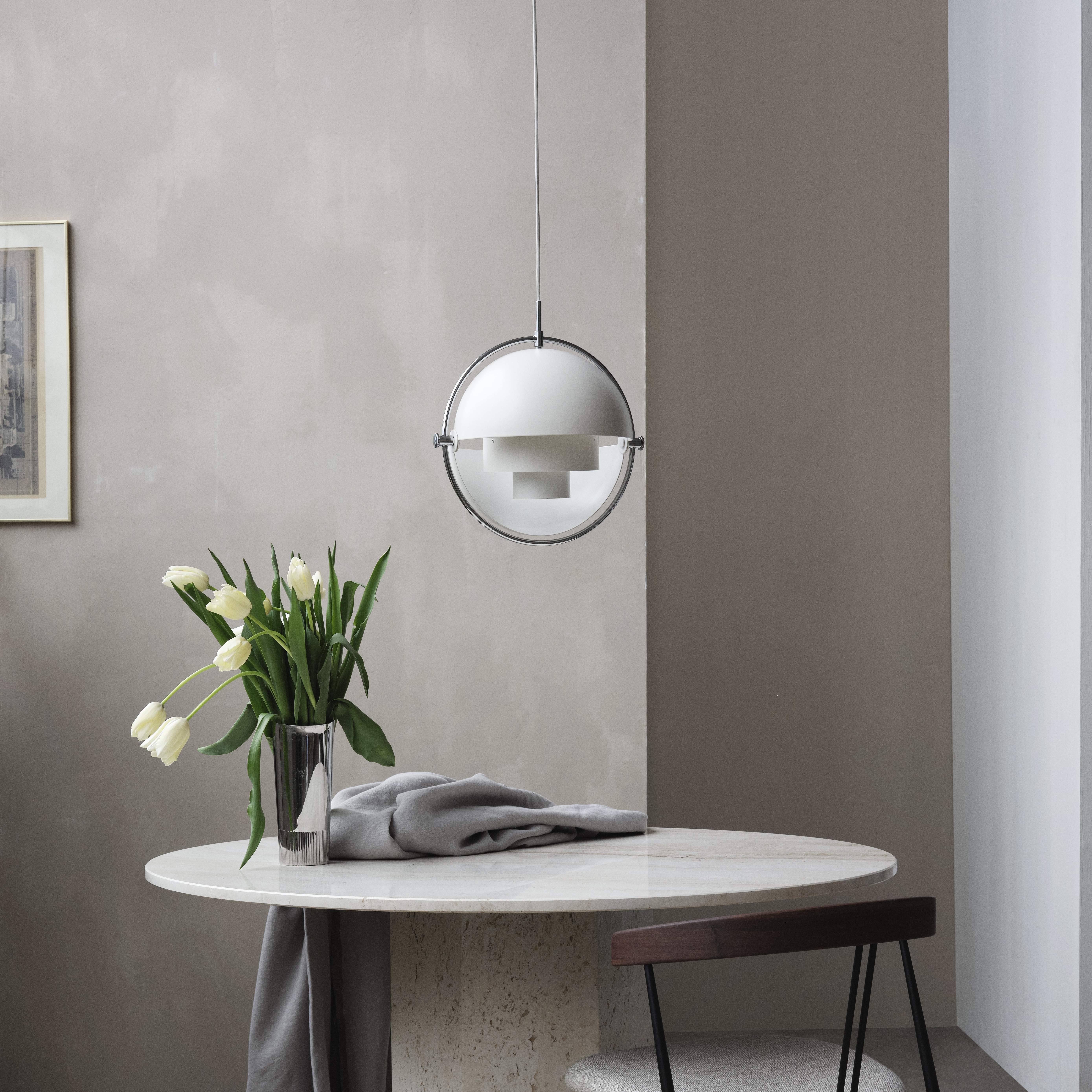 Multi-Lite Large, white chrome finish, Ø36cm, H42cm - Gubi